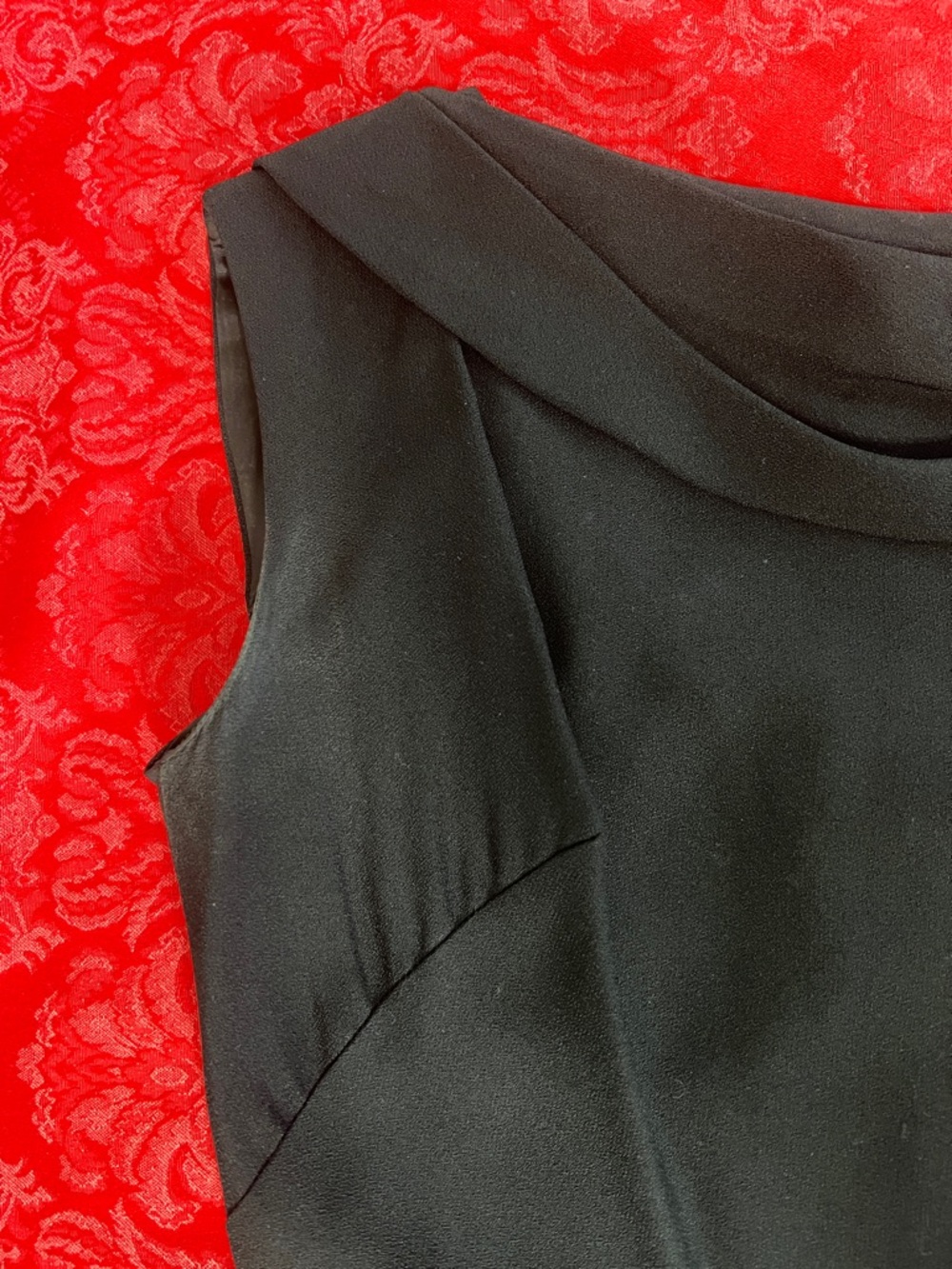 Vintage Handmade Black Sheath Dress Sleeveless Bateau Neck XS-S (Estimated Size) - Picture 5 of 11